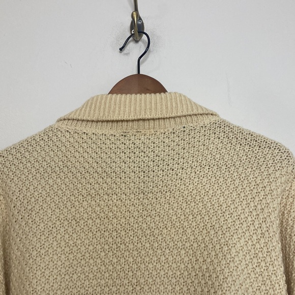Vintage Wool Sweater Womens XL Cream Cable Knit Cardigan Made in Scotland - Picture 4 of 15